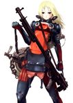  armor banned_artist blonde_hair blue_eyes bodysuit gun highres nagasawa_shin original rifle solo weapon 