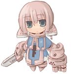  7010 armor blue_eyes chibi copyright_request lowres solo sword weapon 
