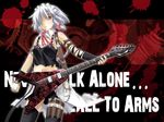  bad_id bad_pixiv_id braid guitar highres instrument izayoi_sakuya lyrics megadeth short_hair silver_hair solo thighhighs touhou twin_braids yuuki_eishi 