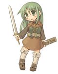  7010 copyright_request green_eyes green_hair long_hair lowres solo sword weapon 