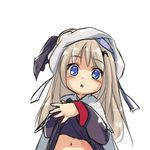  blue_eyes hat kumuiutabito little_busters! long_hair lowres navel noumi_kudryavka shirt_lift silver_hair solo 