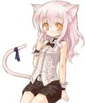  7010 animal_ears copyright_request lowres orange_eyes pink_hair solo tail 