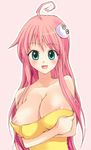  areolae blue_eyes breasts huge_breasts lala_satalin_deviluke long_hair nipples otabe_sakura peke pink_hair solo to_love-ru towel 