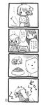  4koma :3 comic eretto greyscale hidamari_sketch monochrome multiple_girls nyanta_(hidamari) translated wide_face younger yuno 