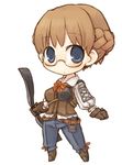  7010 blue_eyes bow_(weapon) braid brown_hair chibi fantasy_earth_zero glasses lowres scout_(fez) short_hair solo weapon 