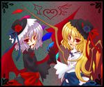  bat_wings blonde_hair flandre_scarlet holding_hands kisaragi_you multiple_girls red_eyes remilia_scarlet siblings sisters touhou wings 