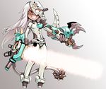  crazy_eyes energy_sword long_hair mask mecha_musume original poporon solo sword weapon white_hair 