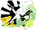  bad_id bad_pixiv_id cloud flower headphones high_heels original scarf shoes short_hair skirt solo yubari 