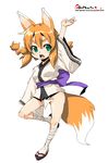  animal_ears copyright_request fox_ears highres japanese_clothes oekaki onija_tarou solo tail 