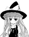  braid greyscale kirisame_marisa mitsuki_yuuya monochrome side_braid solo touhou 