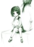  copyright_request doll green monochrome nishida_asako short_hair sitting solo 