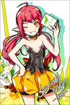  dungeon_and_fighter flat_chest flower grin long_hair mage_(dungeon_and_fighter) pointy_ears red_hair ress smile solo twintails 