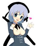  breasts copyright_request heart itou_life medium_breasts open_clothes open_shirt shirt solo 