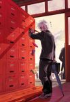  akagi akagi_shigeru gakuran locker male_focus school_uniform solo valentine white_hair yukihiko 