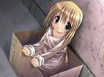  artist_request blue_eyes box brown_hair cardboard_box character_request in_box in_container last_story_wa_anata_e long_hair solo 