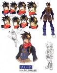  blue_footwear boots character_name concept_art from_behind grandia grandia_ii kanoe_youshi knee_boots male_focus official_art ryudo_(grandia) skye_(grandia) 