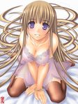  breasts cleavage copyright_request large_breasts see-through shiraki_(artist) solo thighhighs 