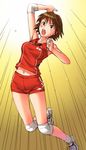  anezaki_mamori eyeshield_21 midriff mosha navel solo sport sweat volleyball 