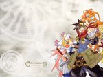  2girls abs arm_holding bandages character_name copyright_name elena_(grandia) grandia grandia_ii kanoe_youshi millenia_(grandia) multiple_girls official_art one_eye_closed ryudo_(grandia) wallpaper 