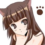  animal_ears brown_eyes brown_hair cat_ears catgirl long_hair lowres paw_print pawprint sinko 