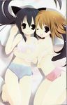  animal_ears bloomers hirasawa_yui k-on! nakano_azusa nekomimi nekoyashiki_nekomaru no_bra shirt_lift 