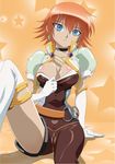  bakugan_battle_brawlers bakugan_new_vestroia blue_eyes boots breasts choker cleavage erect_nipples knee_highs kneehighs large_breasts mira_clay mira_fermin orange_hair undressing 