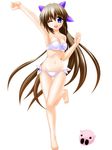  bikini blue_eyes brown_hair engo_(aquawatery) long_hair nagasarete_airantou one_eye_closed solo suzu_(nagasarete_airantou) swimsuit tonkatsu_(nagasarete_airantou) 