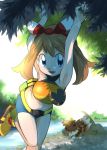  armpits blue_eyes brown_hair creatures_(company) game_freak gen_3_pokemon hainchu haltertop haruka_(pokemon) nintendo pokemon pokemon_(game) pokemon_oras zigzagoon 