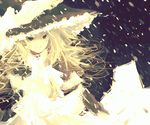  blonde_hair commentary_request hajimenimodoru hat kirisame_marisa snow solo touhou 