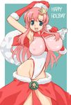  breasts christmas gundam gundam_seed gundam_seed_destiny hair_ornament hat highleg hirose_(mokiki) huge_breasts leotard long_hair meer_campbell pink_leotard santa_costume santa_hat solo star star_hair_ornament white_leotard 