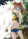  blue_eyes brown_hair creatures_(company) game_freak hainchu haltertop haruka_(pokemon) navel nintendo pokemon pokemon_(game) pokemon_oras 