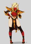  1girl blonde_hair blood_elf elf highres mask pointy_ears signature thighhighs warcraft world_of_warcraft yellow_eyes 