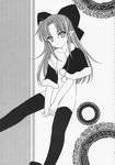 artist_request flat_chest greyscale half_updo highres len long_hair melty_blood monochrome pointy_ears solo thighhighs tsukihime 