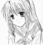  clannad greyscale monochrome r-yeah sakagami_tomoyo sketch solo 