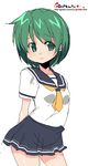  green_eyes green_hair oekaki onija_tarou original school_uniform serafuku short_hair solo 