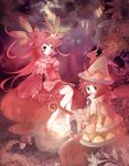  copyright_request fairy flower forest lantern multiple_girls mushroom nature nomukyou red_hair 