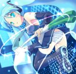  aqua_hair hatsune_miku long_hair mukai panties solo striped striped_panties thighhighs underwear vocaloid 