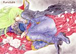  bad_id bad_pixiv_id c.c. cape code_geass cosplay green_hair kurotani-tasuke long_hair solo yellow_eyes zero_(code_geass) zero_(code_geass)_(cosplay) 