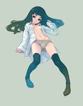  long_hair open_clothes open_shirt original panties shirt simple_background solo thighhighs underwear weno 