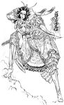  copyright_request greyscale monochrome nakamura_ching samurai sketch solo sword weapon 