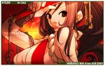  breasts brown_hair cleavage falcoon fatal_fury gloves huge_breasts shiranui_mai sideboob snk solo the_king_of_fighters 