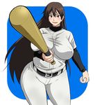  baseball_uniform breasts huge_breasts long_hair momoe_maria ookiku_furikabutte plump solo sportswear tetrodotoxin uniform 