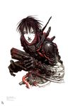  1998 1boy black_hair blame! cyborg graviton_beam_emitter gun highres holding holding_gun holding_weapon killy male_focus nihei_tsutomu page_number photoshop_(medium) simple_background solo weapon white_background 