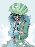  artist_request beard braid braided_beard eyepatch facial_hair genderswap genderswap_(ftm) hat kawashiro_nitori male_focus pirate solo touhou two_side_up 