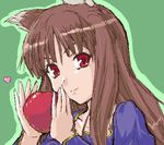  apple food fruit holding holding_food holding_fruit holo lowres oekaki sketch solo spice_and_wolf tsuyadashi_shuuji 