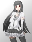  black_hair chemical-x copyright_request long_hair red_eyes skirt solo thighhighs 