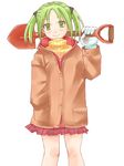  blue_(ao_maru) coat green_hair original shovel solo 