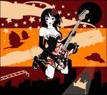  bad_id bad_pixiv_id black_hair blush copyright_request cow flower guitar instrument kasuya_nagato rose solo stratocaster ufo 