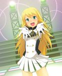  band_uniform blonde_hair green_eyes hoshii_miki idolmaster idolmaster_(classic) idolmaster_live_for_you! long_hair nishi_(count2.4) solo 