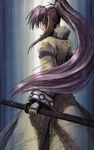  artist_request head_wings highres long_hair ponytail purple_hair solo sword touka_(utawareru_mono) utawareru_mono weapon 